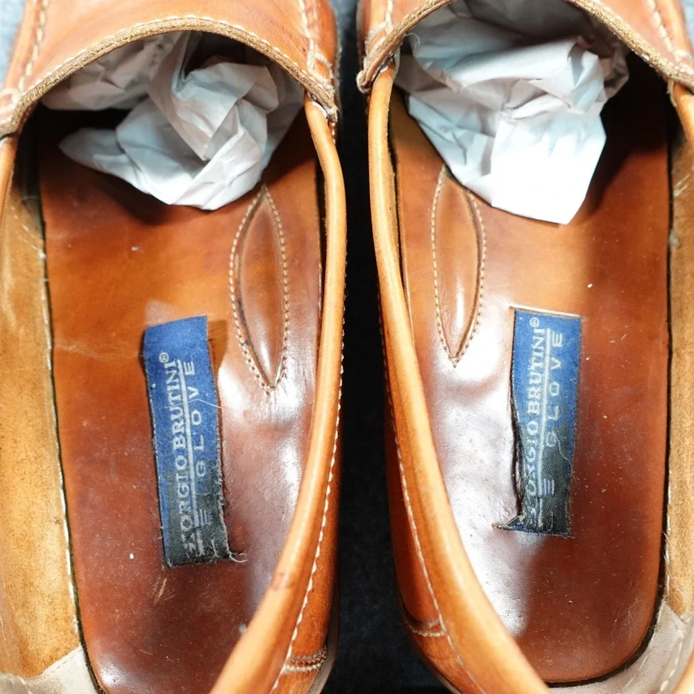Giorgio Brutini‎ Glove Mens Tan Leather Driving Loafers 688234 Size 10.5 M